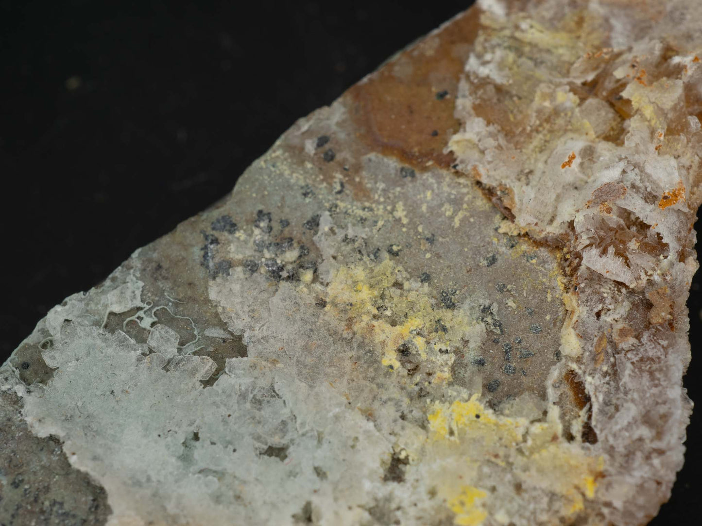 Boltwoodite, Asbolane & Birnessite - Jomac Mine, San Juan, Utah (ex. Patrick Haynes col.)