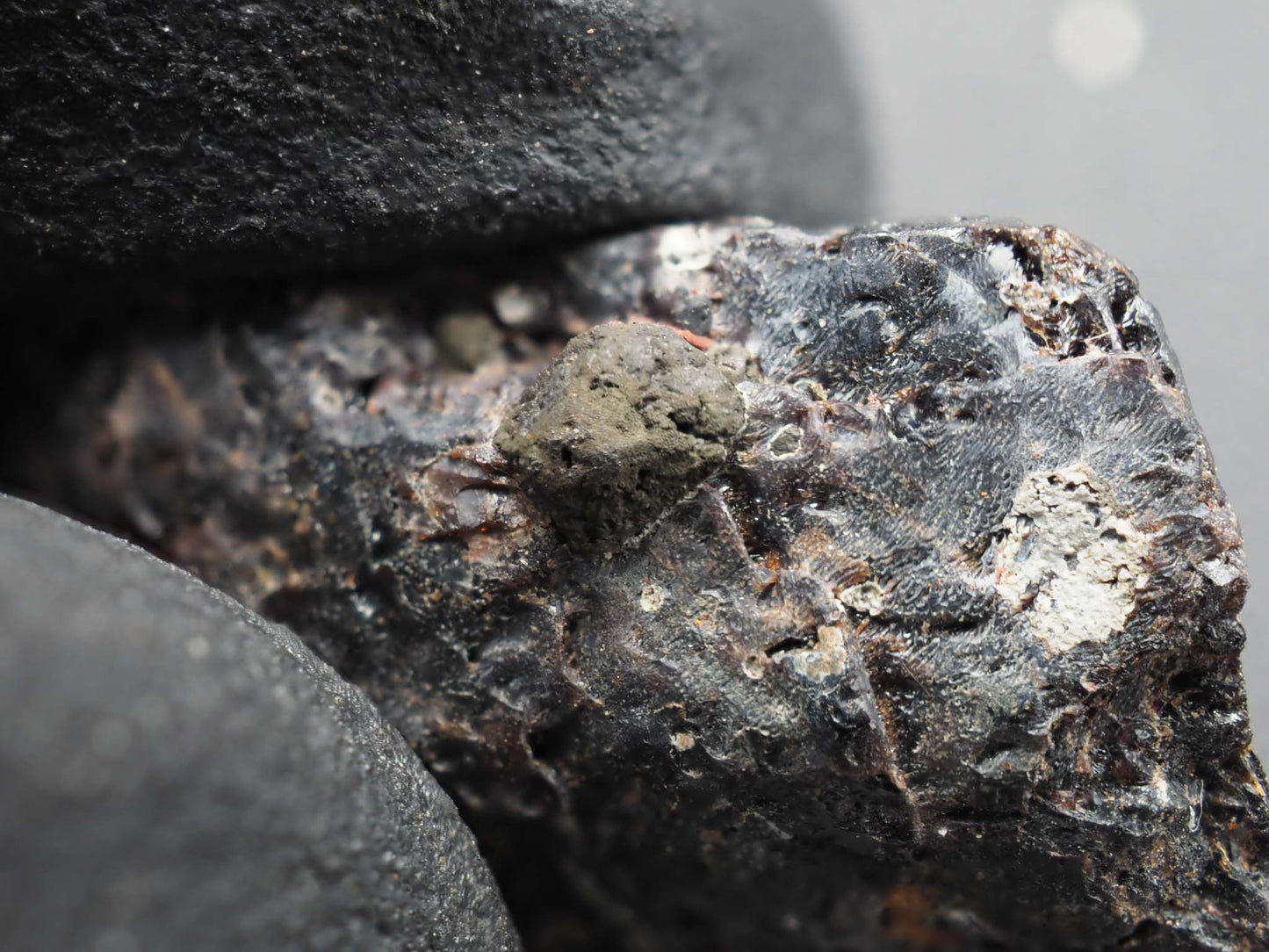 Uraninite Crystal on Titanite (Sphene) Crystal - Albion Lake, Bancroft, Ontario, Canada