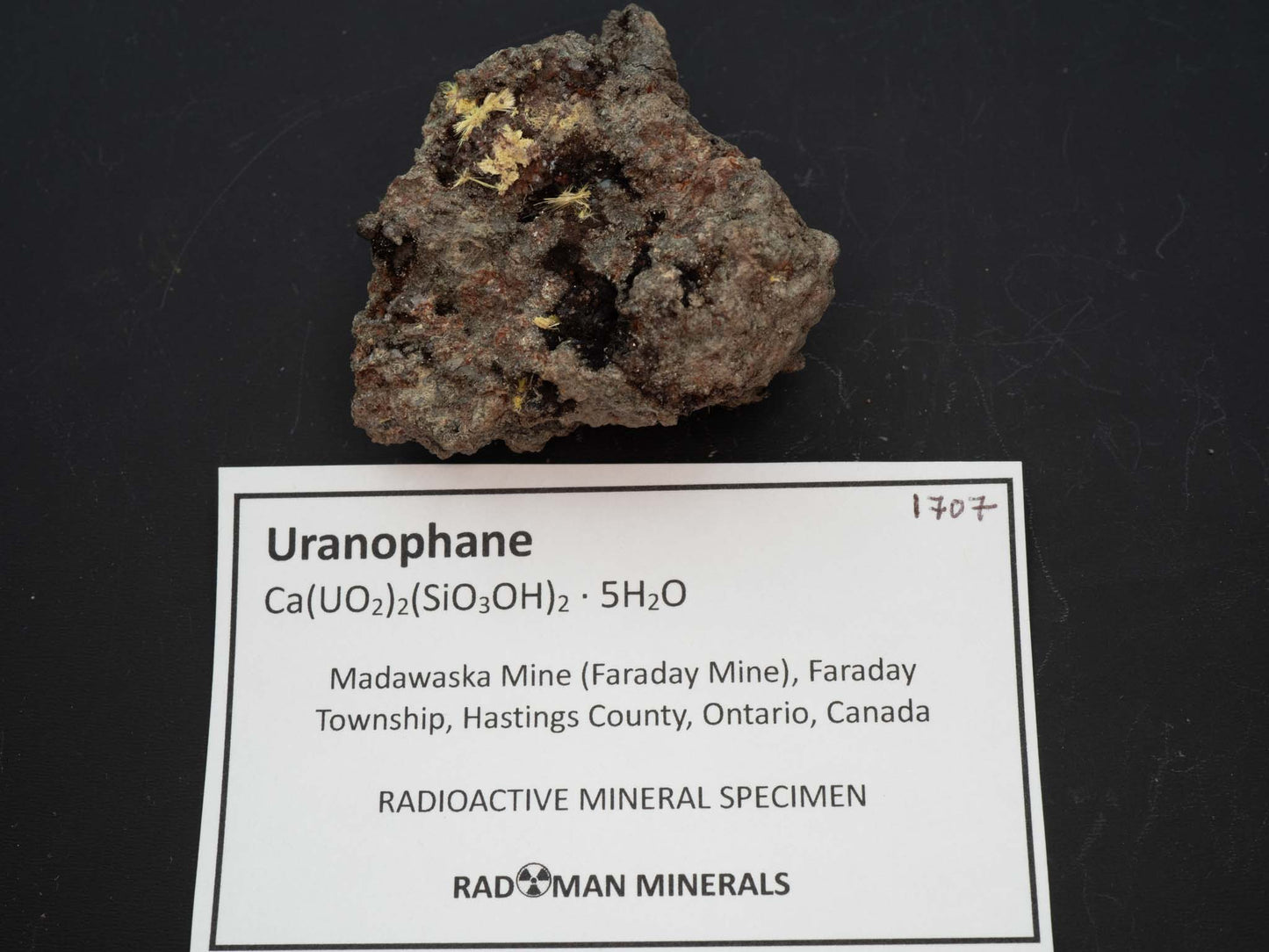 Uranophane - Madawaska (Faraday) Mine, Faraday Township, Hastings County, Ontario, Canada