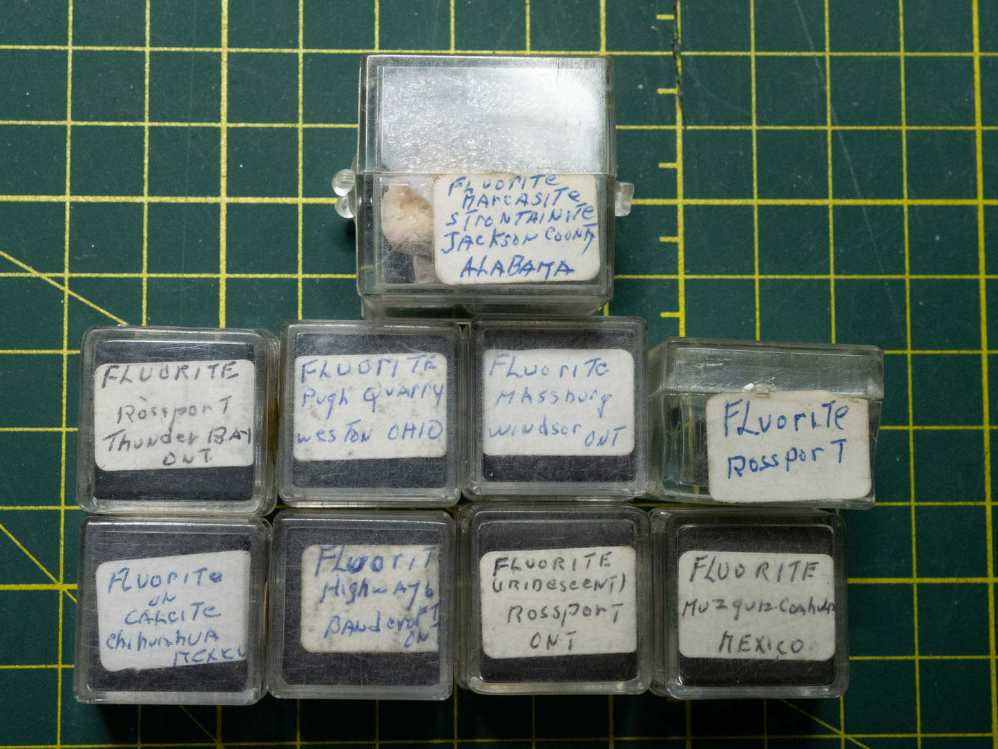 MICROMOUNT Fluorite Lot - Various Localities (9 Pieces)