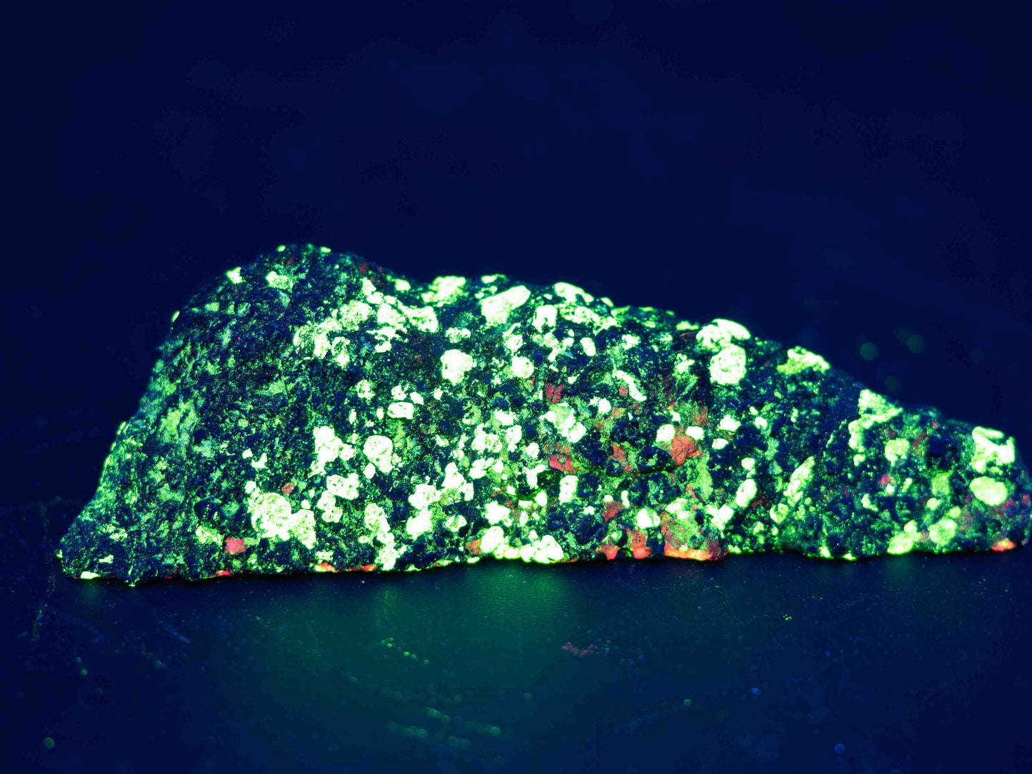 Calcite / Willemite — Sterling Hill Mine, Ogdensburg, New Jersey, USA Cut & Polished Fluorescent Specimen