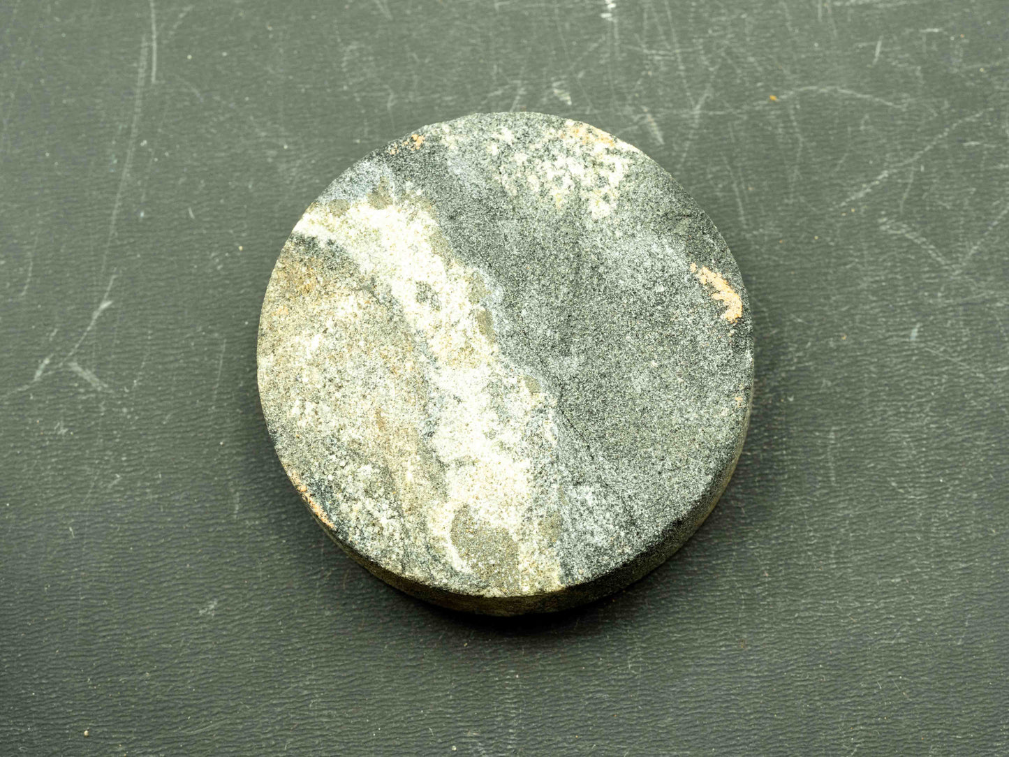 Uraninite & Pyrite cut Drill Core - Hack Canyon Mine, Hack Canyon, Hack Canyon Mining District, Mohave County, Arizona, USA