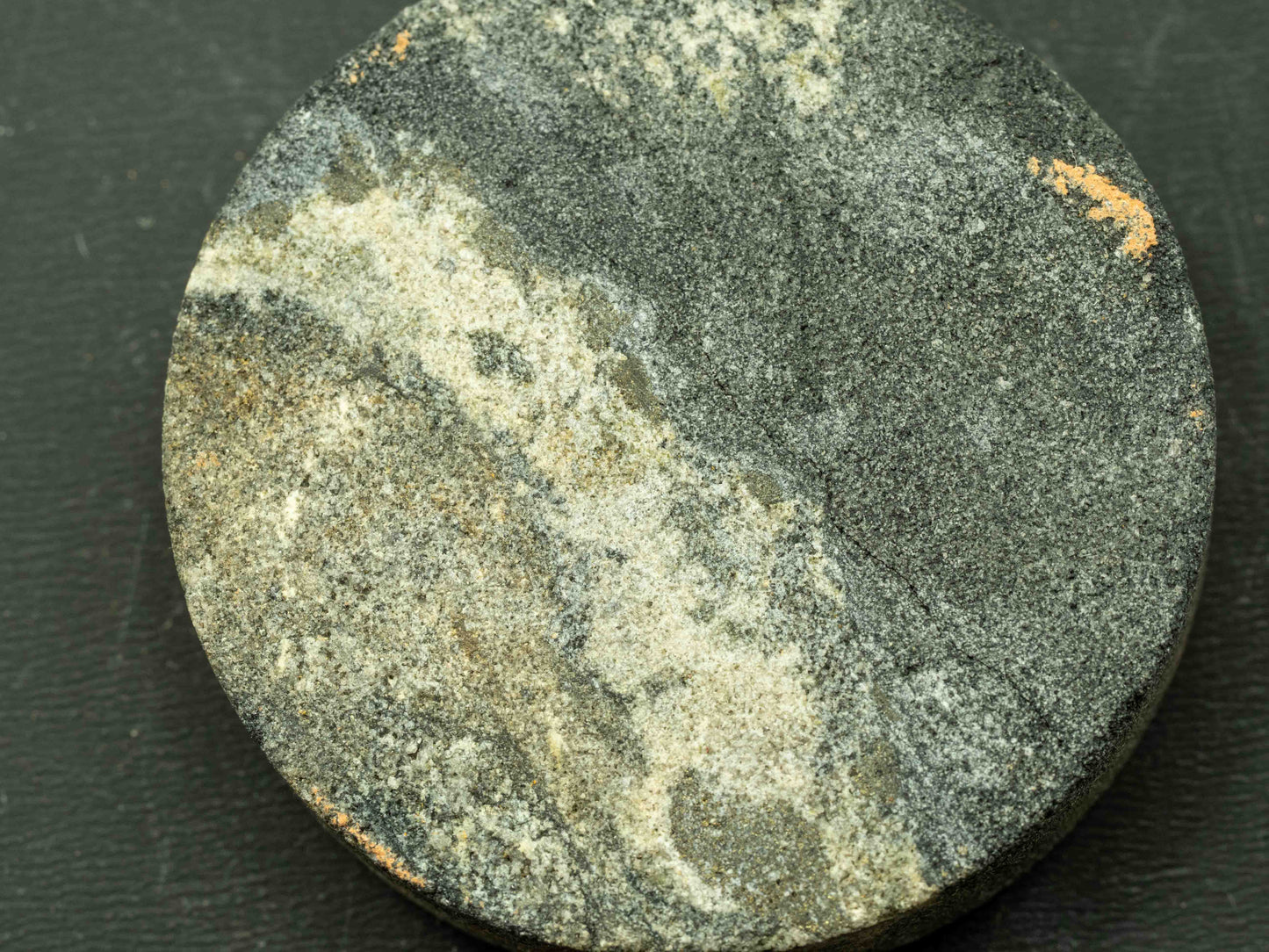 Uraninite & Pyrite cut Drill Core - Hack Canyon Mine, Hack Canyon, Hack Canyon Mining District, Mohave County, Arizona, USA