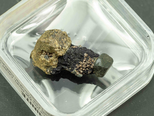 Uraninite Crystal with Fluorite — Tripp Mine (Nu-Age Mine), Ontario, Canada