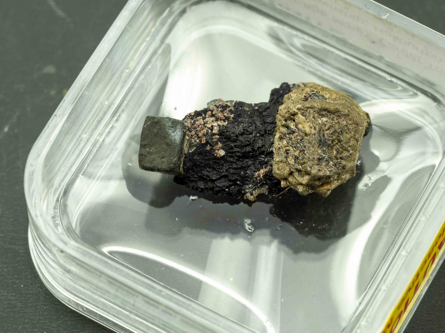 Uraninite Crystal with Fluorite — Tripp Mine (Nu-Age Mine), Ontario, Canada