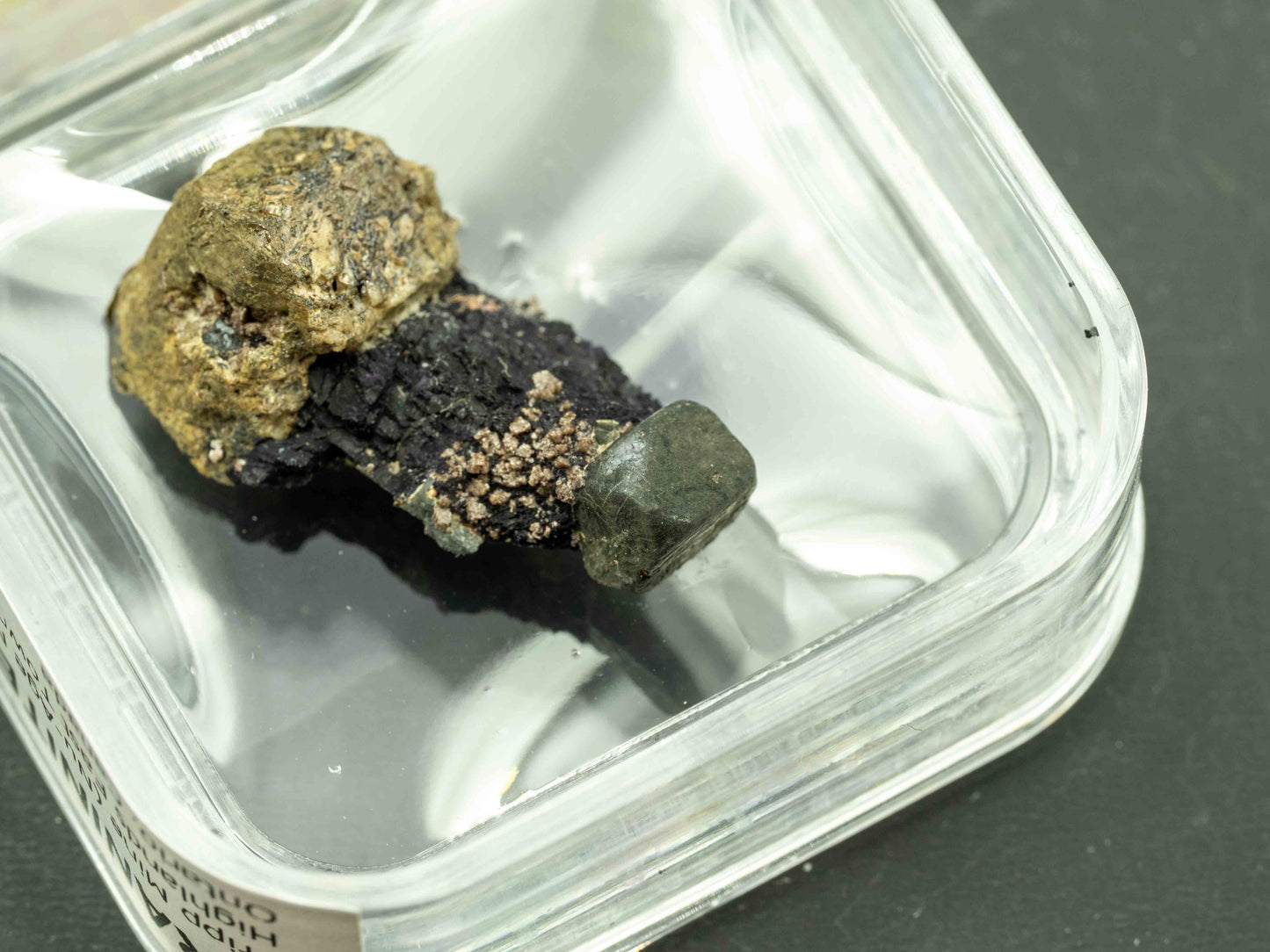 Uraninite Crystal with Fluorite — Tripp Mine (Nu-Age Mine), Ontario, Canada