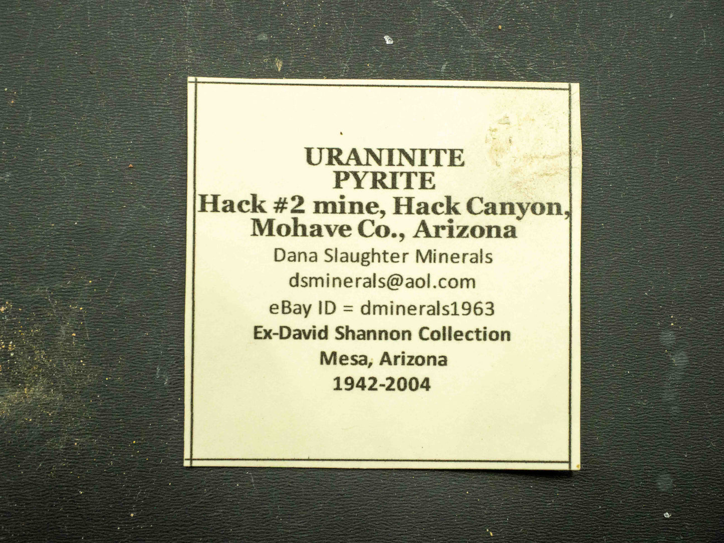 Uraninite & Pyrite cut Drill Core - Hack Canyon Mine, Hack Canyon, Hack Canyon Mining District, Mohave County, Arizona, USA
