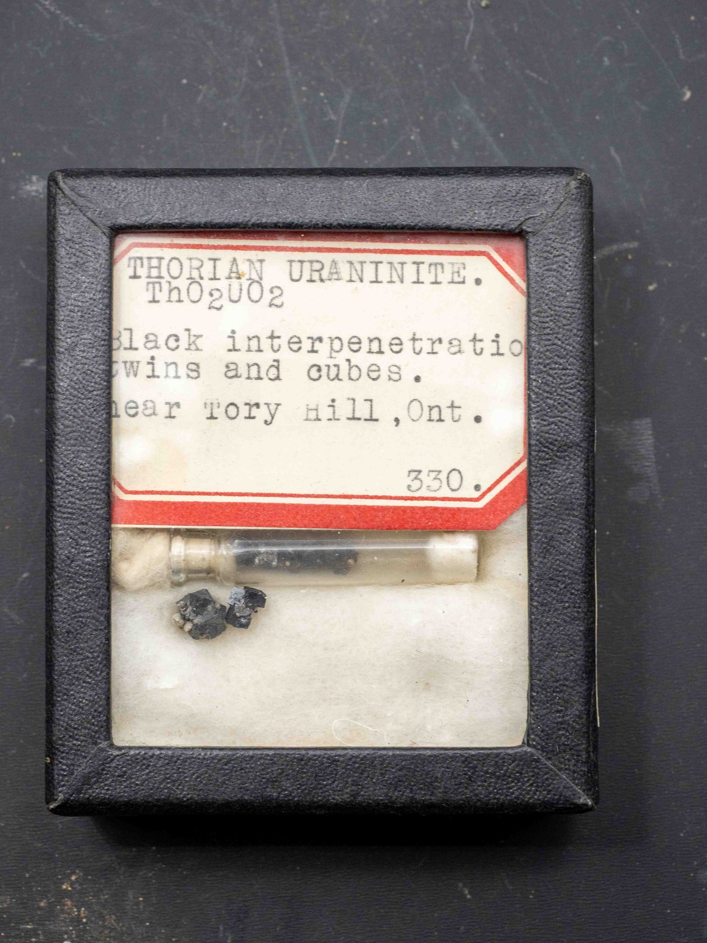Thorian-Uraninite Crystals — Tory Hill, Haliburton County, Ontario, Canada Classic Riker Mount Set — Ex Ward's Scientific Establishment