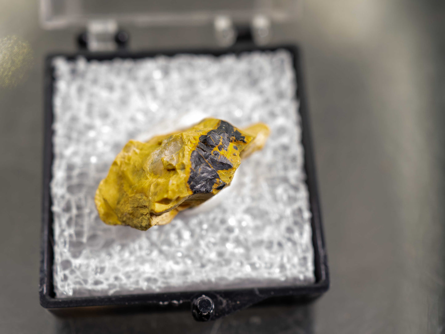 Uranophane Pseudomorphic Uraninite & Gummite — Bisundi Pegmatite, Bhilwara District, Ajmer Division, Rajasthan, India