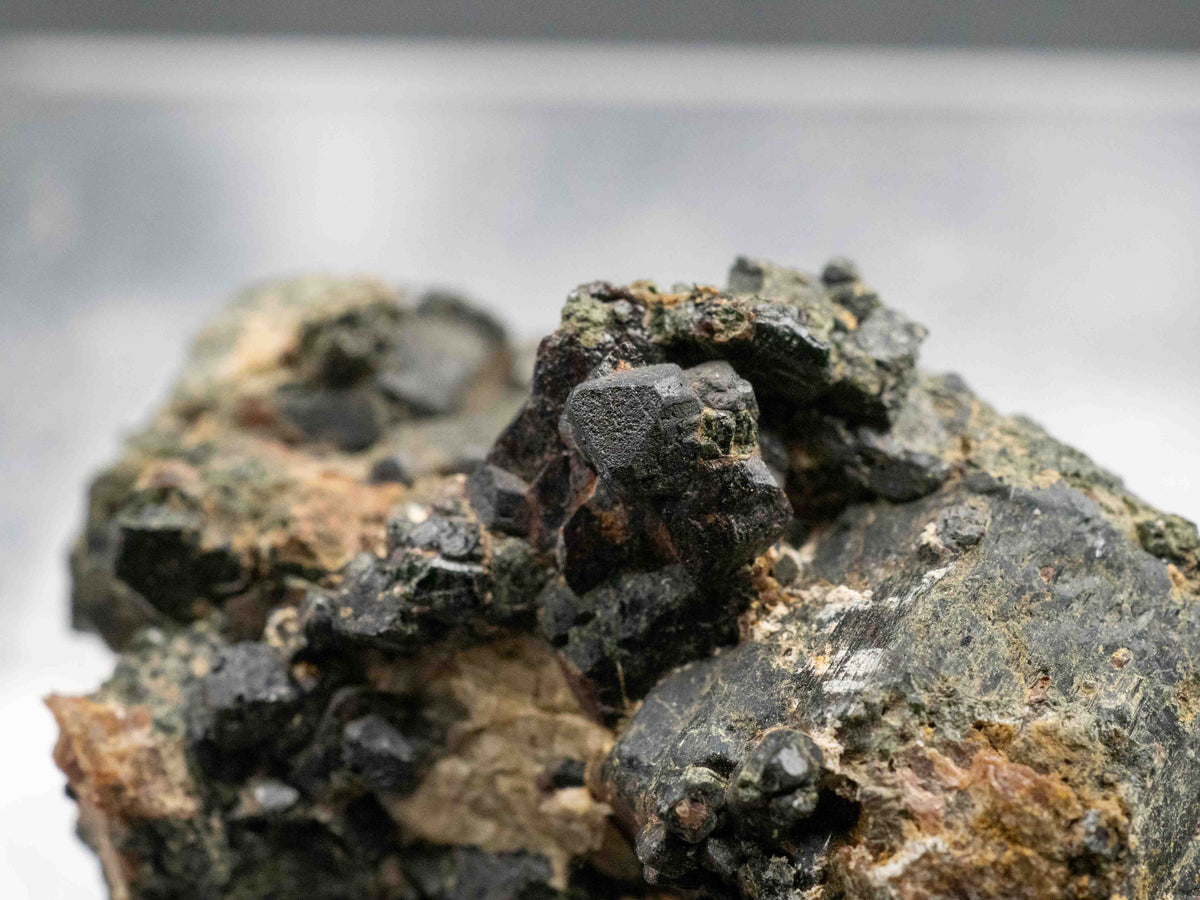 Uraninite Crystals in Augite - Bicroft Mine, near Bancroft, Ontario