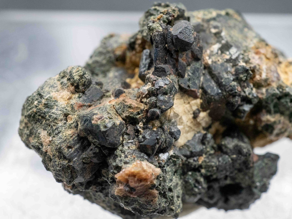 Uraninite Crystals in Augite - Bicroft Mine, near Bancroft, Ontario