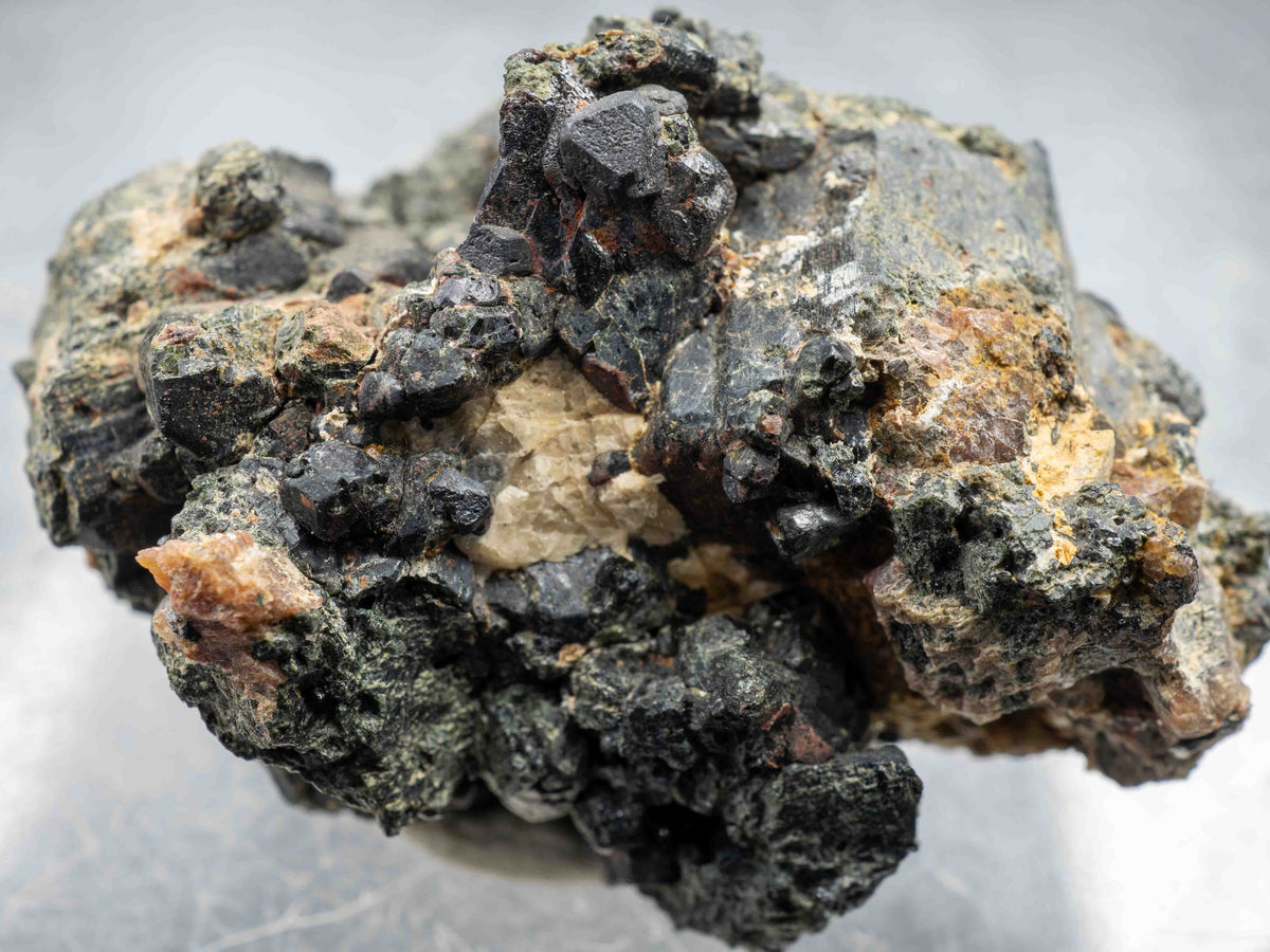Uraninite Crystals in Augite - Bicroft Mine, near Bancroft, Ontario