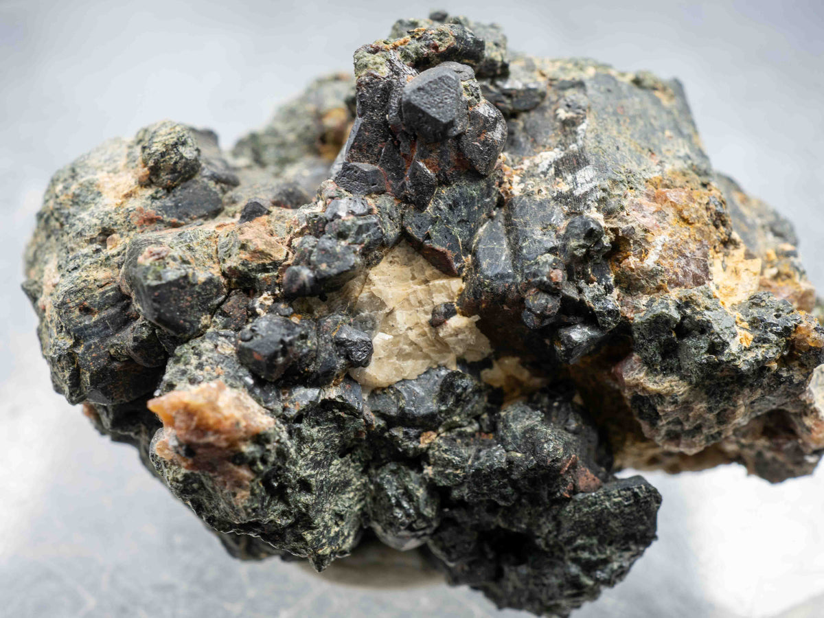 Uraninite Crystals in Augite - Bicroft Mine, near Bancroft, Ontario