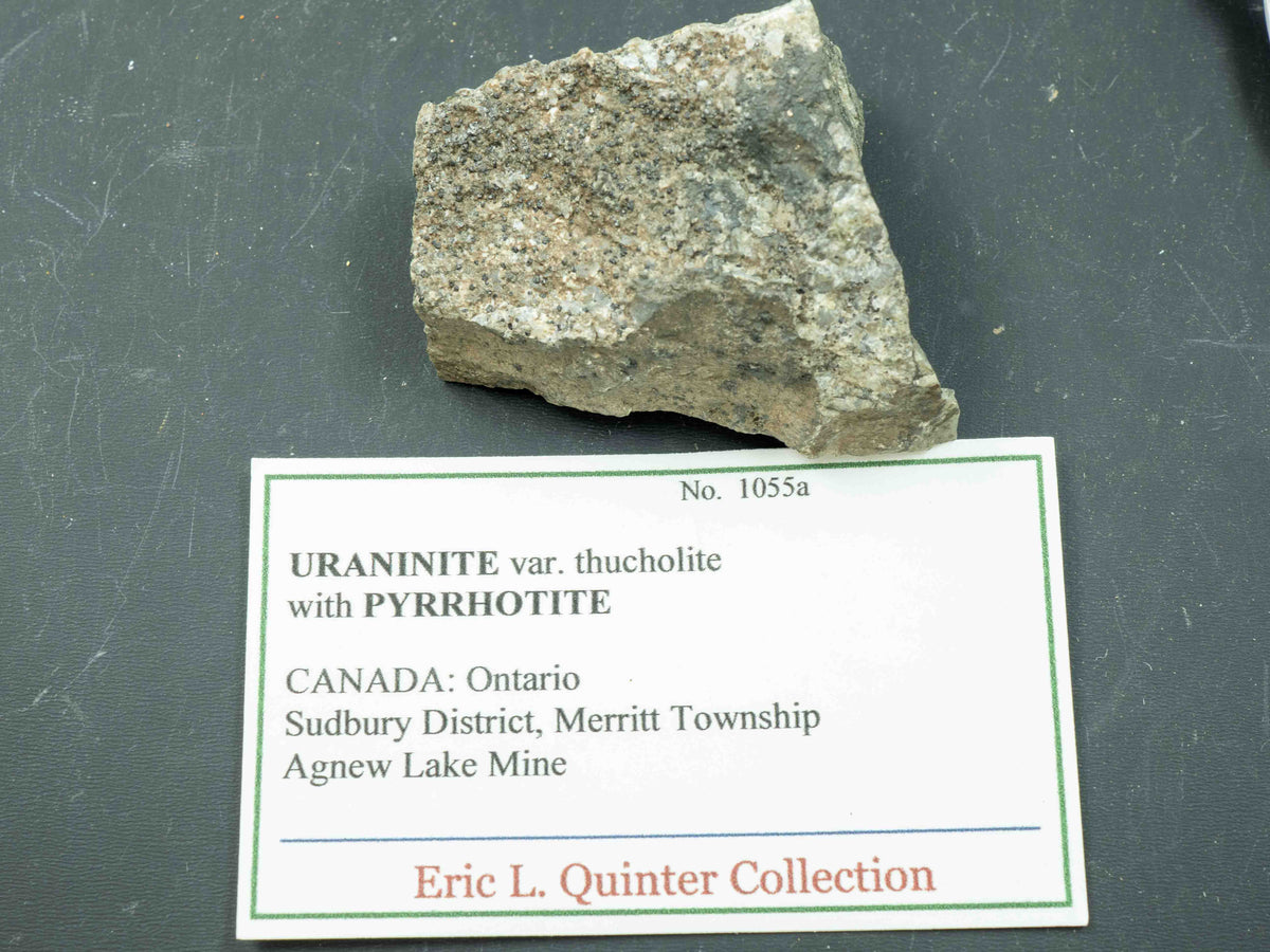 Uraninite var. Thucolite with Pyrrhotite - Agnew Lake Mine, Agnew Lake, Ontario, Canada (ex. Eric Quinter collection)