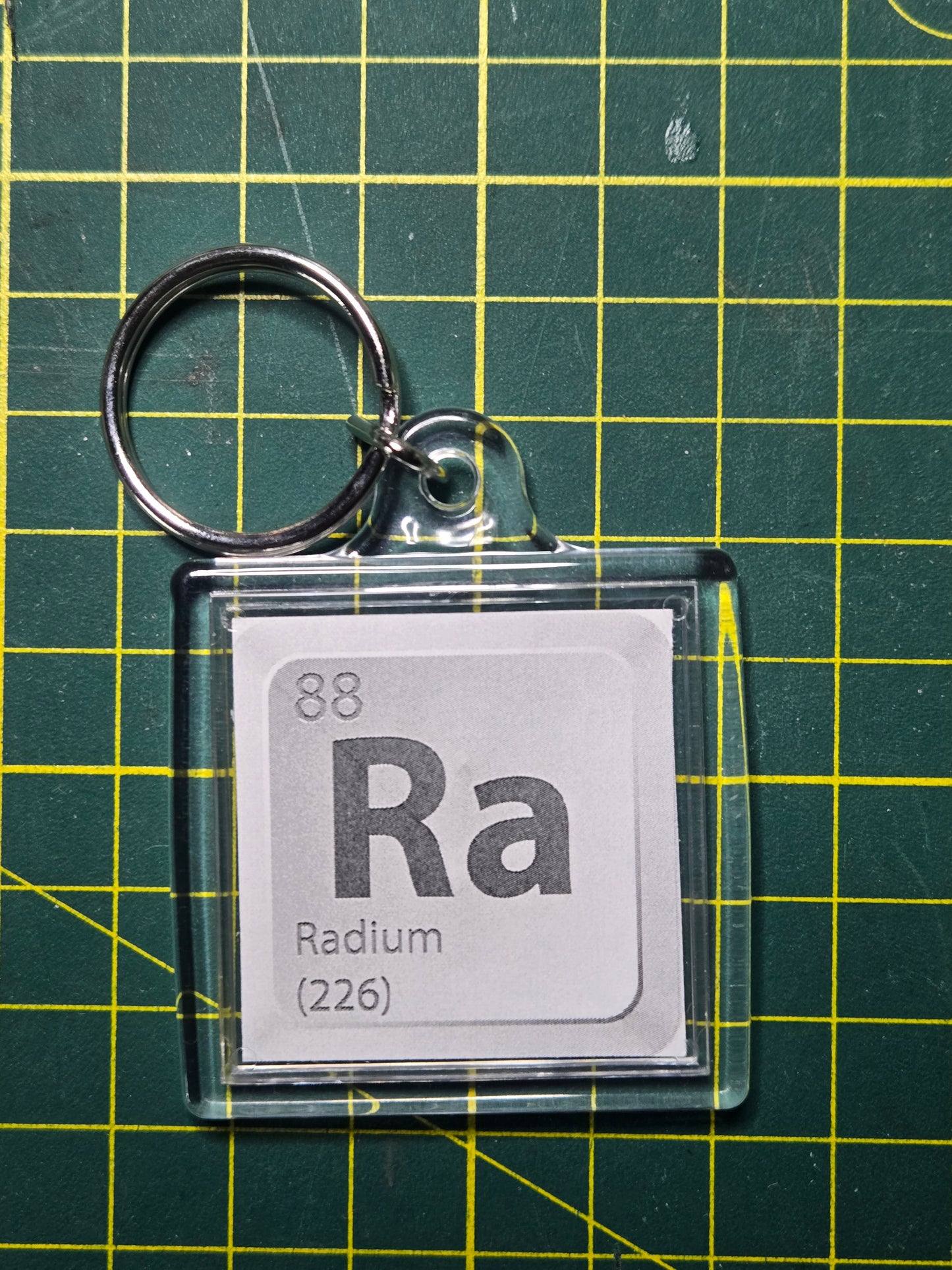 Radium Dial Watch Hand Keychain — With Periodic Element Reference Card